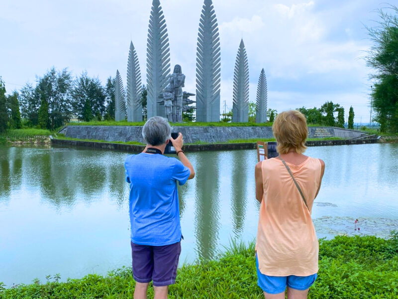 Peace symbols at Hien Luong Bridge and Ben Hai River