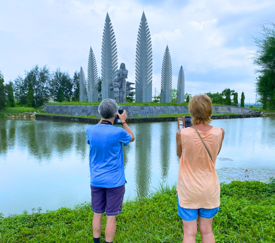 Peace symbols at Hien Luong Bridge and Ben Hai River