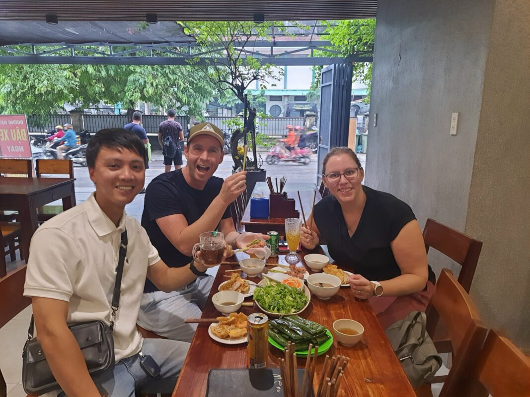 Tourists are enjoying traditional Hue food