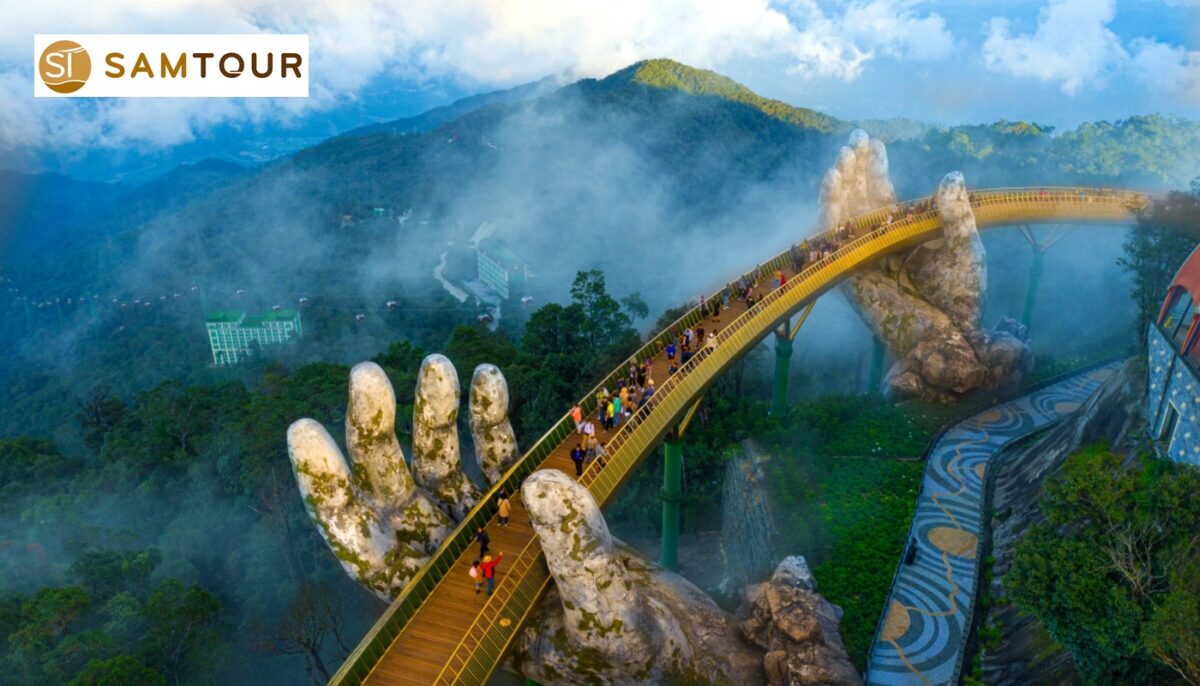 Golden Bridge Ba Na Hills Da Nang Vietnam famous tourist attraction